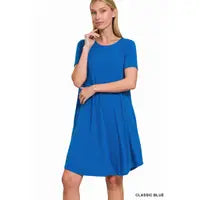 Load image into Gallery viewer, Short Sleeve Swing Dress w/pockets
