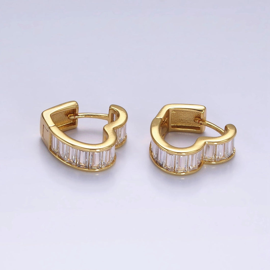 14k Gold Filled Baguette Heart Huggies