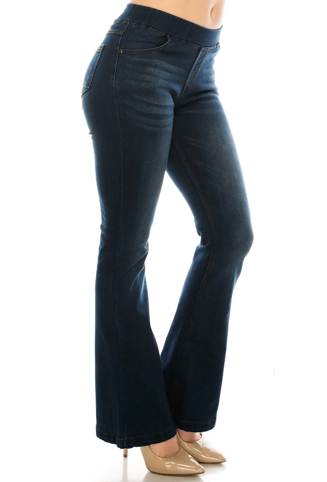 Washed Denim Flare Leg Jegging